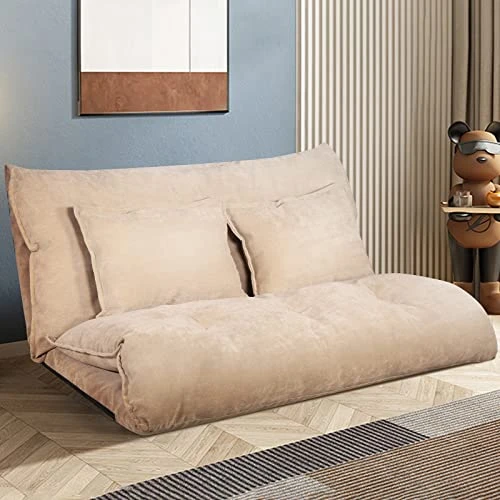 Sucrever Floor Sofa Chair With Adjustable 6-Position And 2 Pillows For Adults, Folding Lazy Sofa Sleeper Bed Couch For Reading Or Gaming, Chaise Lounge Chair For Bedroom Living Room, Beige 1 Sucrever Floor Sofa Chair With Adjustable 6-Position And 2 Pillows For Adults, Folding Lazy Sofa Sleeper Bed Couch For Reading Or Gaming, Chaise Lounge Chair For Bedroom Living Room, Beige