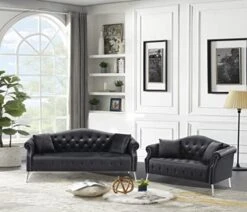 HomSof 2 Pieces Velvet Living Room Set, Classic Chesterfield Sofa Loveseat And 3 Couch With Button Tufted And Rolled Arms, 4 Pillows Included, 5 Seater, Beige(5-Seater) -Safavieh Furnitue Shop 51f3v7Q0uL. AC