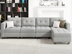 Belffin Modular Sectional Sofa Set With Ottomans Oversized U Shaped Sofa Set With Storage Seat Modular Sofa Couch With Reversible Chaises Modern Fabric Dark Grey -Safavieh Furnitue Shop 51f7whlTyxL. AC