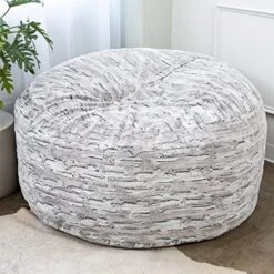 Jaxx 5 Foot Saxx Bean Bag Chair For Adults - Luxe Faux Fur, Silver Fox -Safavieh Furnitue Shop 51fEfl2B8nL