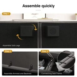 HONBAY Modular Sectional Sofa Convertible U Shaped Couch With Reversible Chaise Velvet Modular Sofa Sectional Couch With Storage Ottoman, Grey -Safavieh Furnitue Shop 51fIWIz4TuL