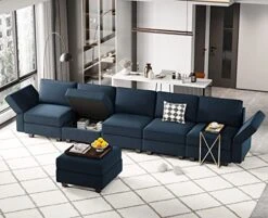 Belffin Modular Velvet Sectional Sofa With Chaise Lounge Sectional Sleeper Sofa With Storage Chaise Sofa Bed Couch For Living Room Blue… -Safavieh Furnitue Shop 51fVH2VGjZL