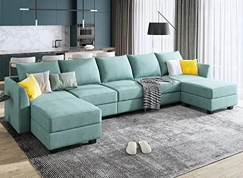 HONBAY Convertible Modular Sectional Sofa With Ottomans Polyester Fabric Sleeper Sectional Couch With Chaise And Storage 6 Seat Sectional Sofa For Living Room, Grey 9 HONBAY Convertible Modular Sectional Sofa With Ottomans Polyester Fabric Sleeper Sectional Couch With Chaise And Storage 6 Seat Sectional Sofa For Living Room, Grey - Image 9