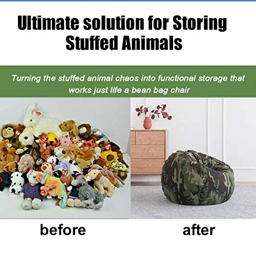 CALA Stuffed Animal Storage Bean Bag Chair-Cover Only- Extra Large 38" Kids Soft Toy Storage - 100% Cotton Canvas Bean Bag Chair(Camouflage) 1 CALA Stuffed Animal Storage Bean Bag Chair-Cover Only- Extra Large 38" Kids Soft Toy Storage - 100% Cotton Canvas Bean Bag Chair(Camouflage)