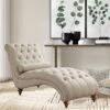 Rosevera Grier Polyester Upholstered Button Tufting Lounge Sofa Chair For Indoor Bedroom, Standard, Linen Beige Chaise