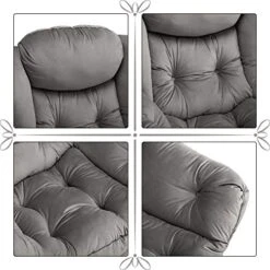 AcozyHom Modern Large Cotton Fabric Lazy Chair，Accent Contemporary Lounge Chair, Single Steel Frame Leisure Sofa Chair With Armrests And A Side Pocket, Smoky Grey -Safavieh Furnitue Shop 51gujwBWnKL