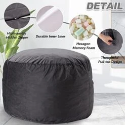 HABUTWAY Bean Bag Chair: Giant 4' Memory Foam Furniture Bean Bag Chairs For Adults With Microfiber Cover - 4Ft, Grey -Safavieh Furnitue Shop 51hWZ1uwEoL