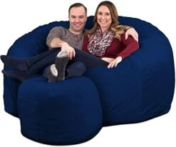 ULTIMATE SACK 6000 Bean Bag Chair W/Footstool: Giant Foam-Filled Furniture - Machine Washable Covers, Double Stitched Seams, Durable Inner Liner, And 100% Virgin Foam Footstool Incl. (Grey, Suede) -Safavieh Furnitue Shop 51iDYEF8kEL. AC
