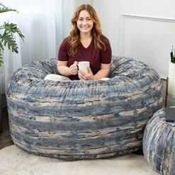 Jaxx 5 Foot Saxx Bean Bag Chair For Adults - Luxe Faux Fur, Silver Fox -Safavieh Furnitue Shop 51iOXJn mYL. AC