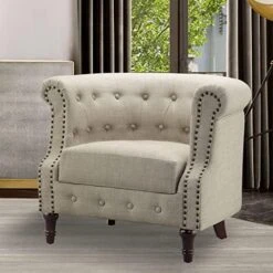 Rosevera Chancy Reading Small Armchair Arm Living Set Accent Club Room Barrel Chairs Bedroom Loveseat Sofa, Standard, Pearl Beige -Safavieh Furnitue Shop 51iOs mpsKL. AC