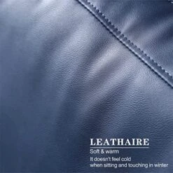 Ovios Mid-Century Modern Sofa 3-Seat L-Shape Sectional Sofa Couch With Chaise And Movable Ottoman For Living Room Lounge Office, 100" W, Faux Leather (Blue) -Safavieh Furnitue Shop 51ioGpEgytL