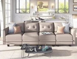 LLappuil Modular Sofa Faux Leather Fabric 112" Sectional Couch 4 Seater With Storage Seats Modern Sectional Sofa For Living Room, Office, Aqua Blue -Safavieh Furnitue Shop 51iqOPLsfJL. AC