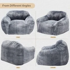 Homguava Giant Bean Bag Chair Sofa High-Density Foam Filled Sofa Chair Large Lazy BeanBag Sofa With Armrests For Living Room, Bedroom (Grey) -Safavieh Furnitue Shop 51iu2ESMczL