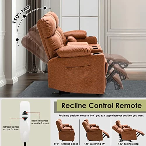 Consofa Power Reclining Loveseat, Recliner Loveseat With Center Console, Reclining Loveseat With Heat And Massage, Double Recliner Loveseat With Cup Holders, Lumbar Support For Living Room 2 Consofa Power Reclining Loveseat, Recliner Loveseat With Center Console, Reclining Loveseat With Heat And Massage, Double Recliner Loveseat With Cup Holders, Lumbar Support For Living Room - Image 2