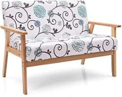 POWERSTONE Modern Upholstered Loveseat, Fabric Loveseat Sofa Couch Wooden 2-Seat Armchair For Home And Office (Yellow, Loveseat) -Safavieh Furnitue Shop 51iy26B21KL. AC