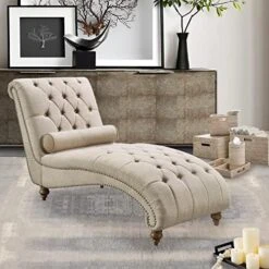 Rosevera Leavitt Living Room Chairs With Padded Seat Sleeper Comfy For Bedrooms Lounge Chaise, Standard, Pearl Beige -Safavieh Furnitue Shop 51jvnJOF1fL. AC