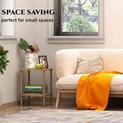 LUCKNOCK Side Table, 2-Tier Solid Wood End Table With Storage Shelf, Slim Nightstand Bedside Table For Small Spaces, Bedroom, Living Room, Entryway, Farmhouse, No-Tool Assembly. -Safavieh Furnitue Shop 51k335jOHlL