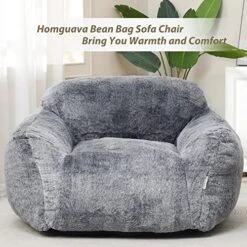 Homguava Giant Bean Bag Chair Sofa High-Density Foam Filled Sofa Chair Large Lazy BeanBag Sofa With Armrests For Living Room, Bedroom (Grey) -Safavieh Furnitue Shop 51kPmm2Dn2L