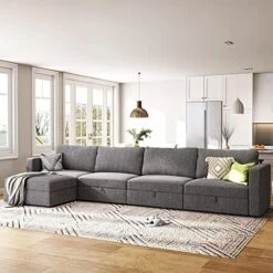 HONBAY Oversized Modular Sectional Sofa With Storage Seat Reversible L Shaped Modular Sectional Sofa With Deep Seat & Wide Chaise, Dark Grey -Safavieh Furnitue Shop 51lSxiHnm8L. AC