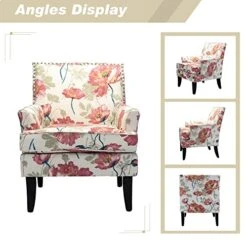 HULALA HOME Modern Accent Chair With Arms And Wooden Legs, Mid Century Accent Chair Armchair High Back Rest, Padded Armrest And Comfortable Cushioned Seat For Living Room (Red Yellow Floral) 18 HULALA HOME Modern Accent Chair With Arms And Wooden Legs, Mid Century Accent Chair Armchair High Back Rest, Padded Armrest And Comfortable Cushioned Seat For Living Room (Red Yellow Floral) -Safavieh Furnitue Shop 51leKOmisHL