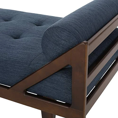 Christopher Knight Home Rayle Chaise Lounge, Wood, Navy Blue + Dark Brown 3 Christopher Knight Home Rayle Chaise Lounge, Wood, Navy Blue + Dark Brown - Image 3