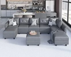 LLappuil Modular Sectioanl Sofa 9 Seater Oversized Couch With Storage U Shape Sectional With Ottoman, Waterproof Anti-Scratch Antistatic, Brown -Safavieh Furnitue Shop 51ly5pzJBL. AC