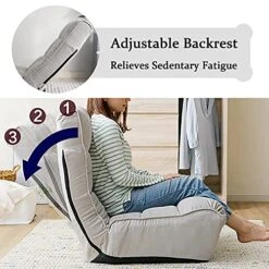 Indoor Chaise Lounge Chair, 3 Angles Adjustable Floor Chair, Folding Lazy Sofa Couch For Teens And Adults, Cushion Padded Comfy Chair For Living Room And Bedroom (Light Grey) -Safavieh Furnitue Shop 51m5eWJbqPL