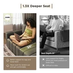 HONBAY Modular Sectional Sofa U Shaped Couch With Reversible Chaise Oversized Modular Sofa With Ottoman, Dark Grey -Safavieh Furnitue Shop 51mCovOoaqL