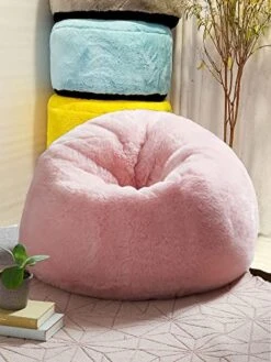 Mollismoons Pink Fur Bean Bag Supper Soft Bean Bag For Home Bean Bags Pink Color Bean Bag Chair Luxury Bean Bags (XXL For Teenager, Without Beans Covers Only) -Safavieh Furnitue Shop 51mX8chYCSL