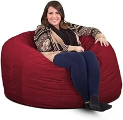 ULTIMATE SACK 4000 (4 Ft.) Bean Bag Chair: Giant Foam-Filled Furniture - Machine Washable Covers, Durable Inner Liner, 100% Virgin Foam. Comfy Bean Bag Chair. (Black, Suede) -Safavieh Furnitue Shop 51mej0TL67L. AC