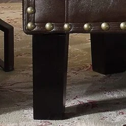 Rosevera Milo Duilio Club Style Barrel Armchair For Living Room, Faux Leather, Standard, Chestnut Brown -Safavieh Furnitue Shop 51mjyQlHmnL