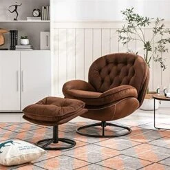 Velvet Swivel Accent Chair With Ottoman Set, Modern Lounge Chair With Metal Base Frame & Footrest, Comfy Single Leisure Sofa Chair Reading Chair With 360 Degree Swiveling For Living Room, Fruit Green -Safavieh Furnitue Shop 51mnNrNsKhL. AC