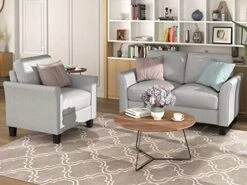Harper & Bright Designs 2-Piece Classical Upholstred Sofa Set With Storage, Nailhead Trim And Wood Legs, Living Room Beige Sofa Set With 3-Seat Couch And 2-Seat Loveseat -Safavieh Furnitue Shop 51mxXWRsaTL. AC 1