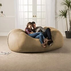 Jaxx 7 Foot Giant Bean Bag Sofa, Camel -Safavieh Furnitue Shop 51mzgdiozRL