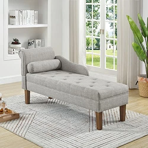 24KF Modern Upholstered Tufted Chaise Lounge Chair, Comfortable Fashional Living Room Chaise Chairs-Dark Grey 5 24KF Modern Upholstered Tufted Chaise Lounge Chair, Comfortable Fashional Living Room Chaise Chairs-Dark Grey - Image 5
