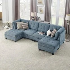 Melpomene 142'' U-Shape Chenille Sectional Sofa Couch，DIY Combination Includes 7 Single Chair 4 Corner And 1 Ottoman, Living Room Furniture Set For Villa & House,Grey -Safavieh Furnitue Shop 51nLmrGmhVL. AC 1