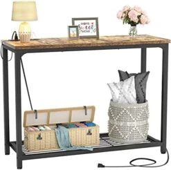 Ecoprsio Console Table Sofa Table With Mesh Shelves, 2 Tier Entryway Table Foyer Table For Entryway, Front Hall, Hallway, Sofa, Couch, Living Room, Coffee Bar, Kitchen, Grey -Safavieh Furnitue Shop 51nXP1FUZCL. AC