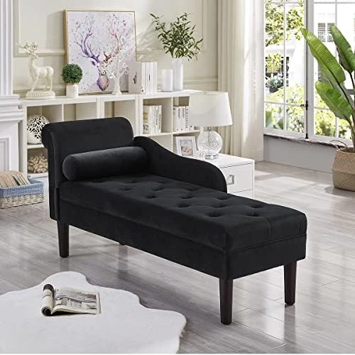 24KF Modern Upholstered Tufted Chaise Lounge Chair, Comfortable Fashional Living Room Chaise Chairs-Dark Grey 7 24KF Modern Upholstered Tufted Chaise Lounge Chair, Comfortable Fashional Living Room Chaise Chairs-Dark Grey - Image 7