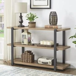 FOLUBAN Industrial Console Sofa Table, Rustic Entryway/Hallway Table With 3-Tier Open Shelf For Living Room, Oak -Safavieh Furnitue Shop 51o7PALPlLL. AC