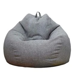 WAQIA Stuffed Animal Storage Bean Bag Chair Cover (No Filler) - Stuffable Zipper Beanbag Cover-Cotton Linen Memory Foam Beanbag Replacement Cover For Adults And Kids Without Filling