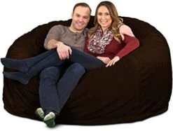 ULTIMATE SACK 6000 (6 Ft.) Bean Bag Chair: Giant Foam-Filled Furniture - Machine Washable Covers, Durable Inner Liner, 100% Virgin Foam. Comfy Bean Bag Chair. (Charcoal, Fur) -Safavieh Furnitue Shop 51ojylEozwL. AC