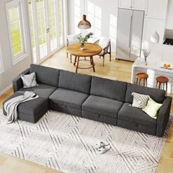 HONBAY Oversized Modular Sectional Sofa With Storage Seat Reversible L Shaped Modular Sectional Sofa With Deep Seat & Wide Chaise, Dark Grey -Safavieh Furnitue Shop 51olZeCyhnL