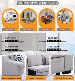 Asunflower Sectional Couches For Living Room Modular Sectional Sofa Ottoman Set 6 Seater Fabric Grey Couches L Shape Sectional Furnitures For Apartment,Large (6 Pillows) -Safavieh Furnitue Shop 51oy1Bj5wYL