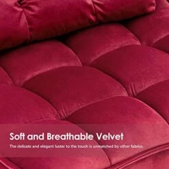 MCombo Accent Chair With Ottoman, Velvet Modern Tufted Wingback Club Chair, Upholstered Leisure Chairs With Metal Legs For Bedroom Living Room 4079 (Burgundy) -Safavieh Furnitue Shop 51p6T4o8GDL