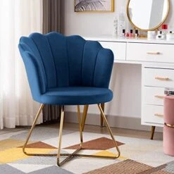 Duhome Velvet Accent Chair Living Room Chair，Corner Chair Reception Chair For Bedroom Living Room, Shell Shaped Living Room Chair With Golden Metal Legs, DarkBlue -Safavieh Furnitue Shop 51pEncs9zaL