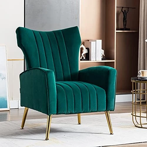 Artechworks Curved Tufted Accent Chair With Metal Gold Legs Velvet Upholstered Arm Club Leisure Modern Chair For Living Room Bedroom Patio, Caramel Color, Orange 6 Artechworks Curved Tufted Accent Chair With Metal Gold Legs Velvet Upholstered Arm Club Leisure Modern Chair For Living Room Bedroom Patio, Caramel Color, Orange - Image 6