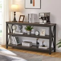 FATORRI Industrial Console Table For Entryway, Wood Sofa Table, Rustic Hallway Tables With 3-Tier Shelves For Living Room (55 Inch, Rustic Oak) 14 FATORRI Industrial Console Table For Entryway, Wood Sofa Table, Rustic Hallway Tables With 3-Tier Shelves For Living Room (55 Inch, Rustic Oak) -Safavieh Furnitue Shop 51q4Bop52EL. AC