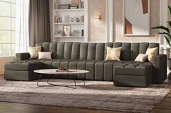 HONBAY Modular Sectional Sofa U Shaped Couch With Reversible Chaise Oversized Modular Sofa With Ottoman, Dark Grey -Safavieh Furnitue Shop 51qOldWialL