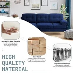 LEISLAND 79" Modern Sectional Sofa Couch For Living Room, Small Couches For Small Spaces, Chenille L Shaped Sofas With Solid Wood Frame, Detachable Cover, Attached Armrest, Easy To Install(Navy Blue) -Safavieh Furnitue Shop 51qy4ImfxPL