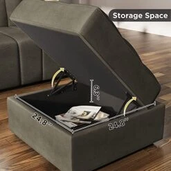 HONBAY Modular Sectional Sofa U Shaped Couch With Reversible Chaise Oversized Modular Sofa With Ottoman, Dark Grey -Safavieh Furnitue Shop 51rABHiHEoL